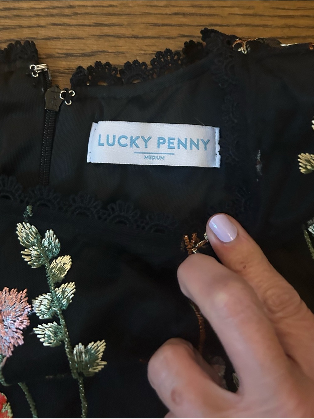Embroidered Black shear Mini Dress with Floral embroidery and bell sleeves 0192 - Picture 5 of 12